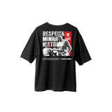 Camiseta T-Shirt Oversized Conforto Beast Mode Collab Popó Respeita Minha Historia Preta