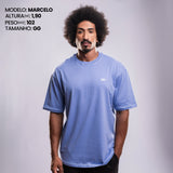 Camiseta T-shirt Oversized Conforto Beast Mode Soft Blue Roxo